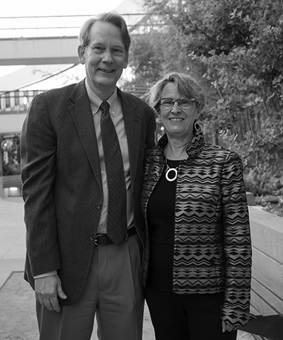 Pardee RAND Board of Governors chair Jim Lovelace and Dean Susan Marquis after the first in-person BOG meeting and dinner since March 2020, June 11, 2021, photo by Diane Baldwin/RAND Corporation